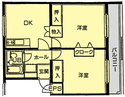 家族用居室（2DK）（全室洋室）